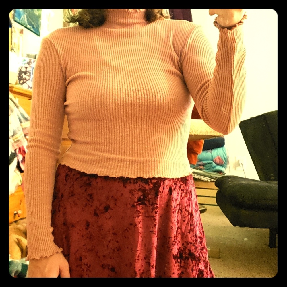 Pink cropped turtle neck long sleeve